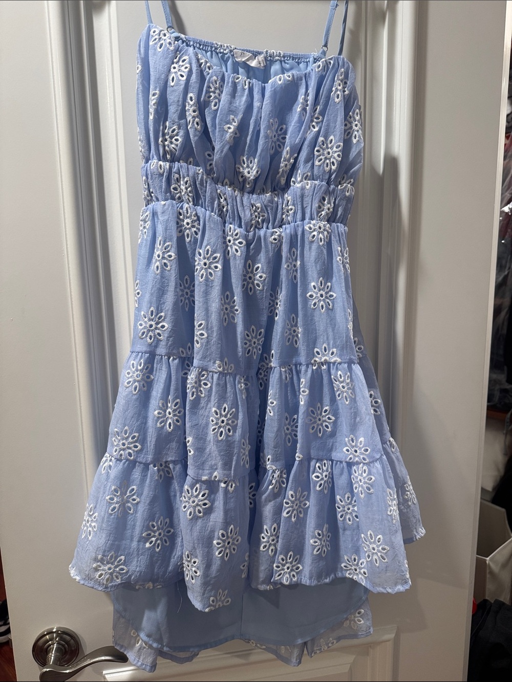Blue Eyelet Tiered Sundress for Girls